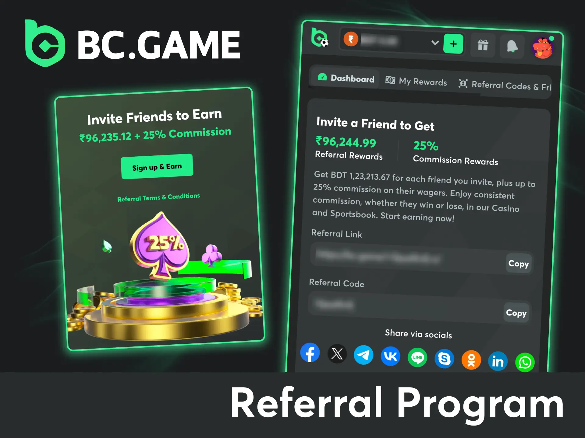 Register at BC Game, copy your referral link, and start building your passive income.