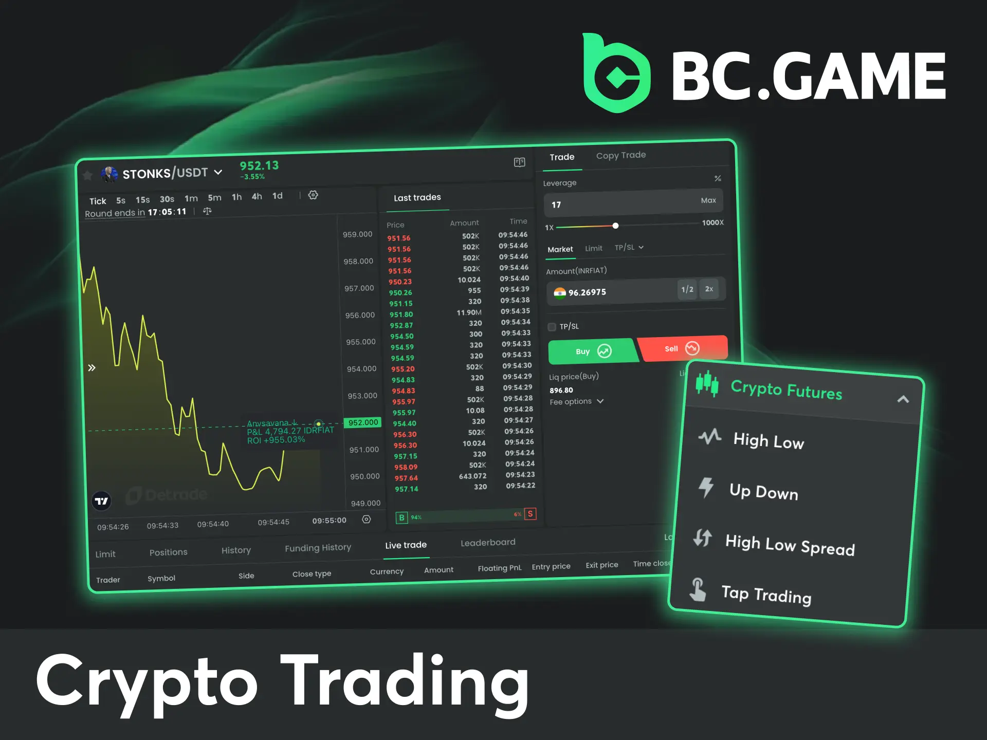 Start crypto trading at BC Game, predict asset prices, and multiply your balance.