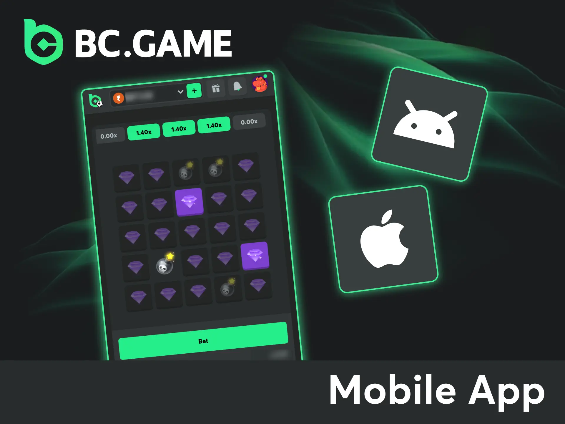 Download the BC Game APK for Android, and play the Mines game smoothly on your phone.